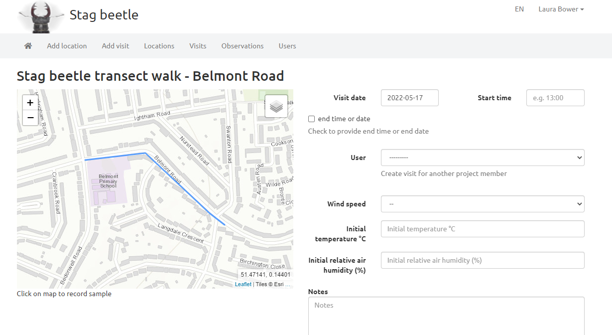 Stag beetle monitoring website